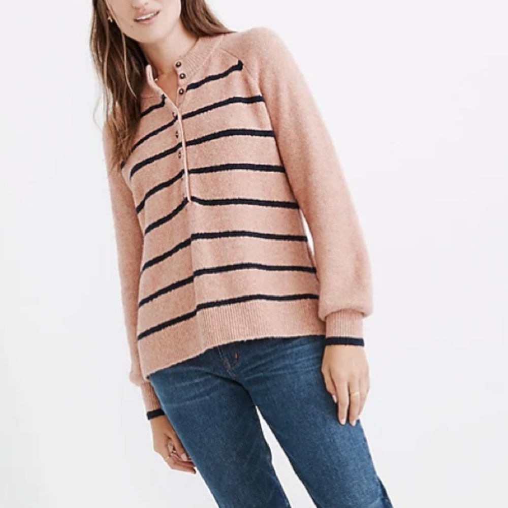 Madewell Pembury Henley Mockneck Sweater in Stripe